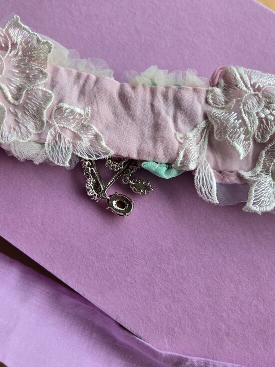 Handmade Light Pink Satin Rose and Crystal Sash Romantic Fairycore main image 12